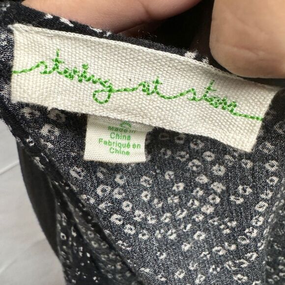 💎 Anthropologie Staring at Stars Trapeze Dress Black - Picture 5 of 10